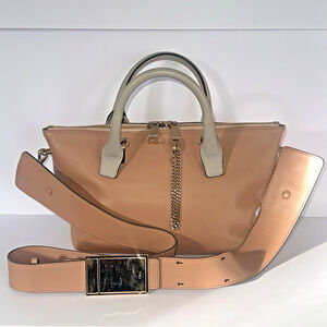 Chloé Baylee Leather Satchel Shoulder Bag Nude Gold Hardware Made in Italy COA